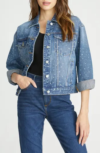 Driftwood x After Party Rhinestone Embellished Jean Jacket in Medium Wash at Nordstrom Rack | Nordstrom Rack