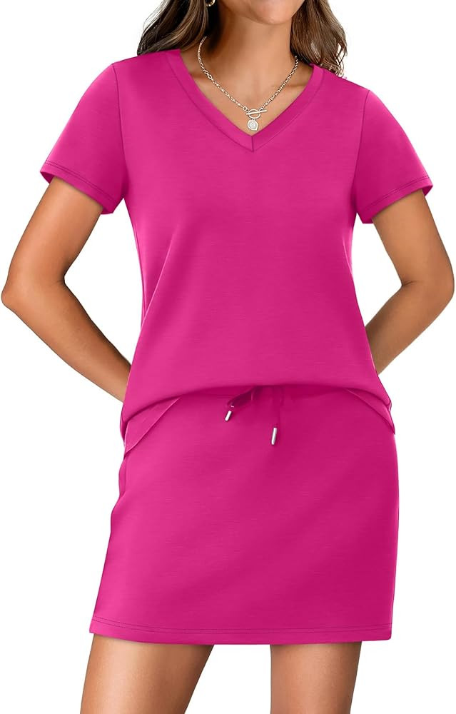 NIASHOT Two Piece Skirt Sets for Women Summer Vacation Travel Outfits Tennis Golf Skorts Versatil... | Amazon (US)