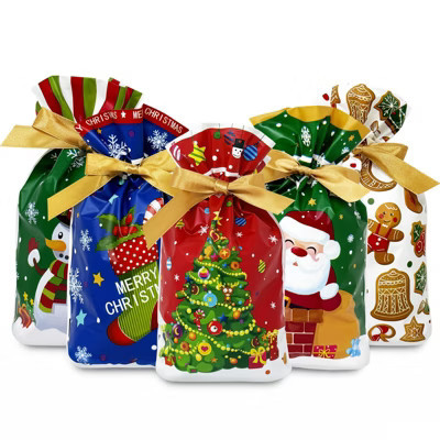 Wrapables Christmas Drawstring Gift Bags, Treat Bags for Candy, Cookies, Treats, Gifts and Party Favors Holiday Gift Wrap (50pcs) | Target
