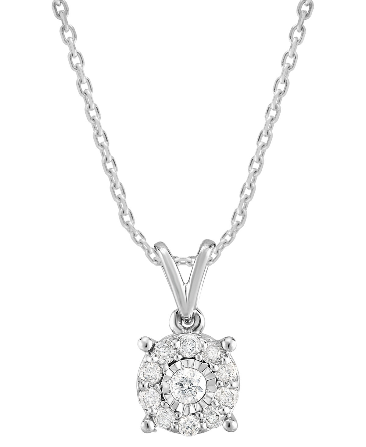 Macy's Diamond Pendant Necklace (1/4 ct. t.w.) in Sterling Silver - Sterling Silver | Macy's