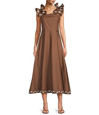 Fanm Mon Alanya On Or Off-The-Shoulder Floral Embroidered Midi Dress - S | Dillard's