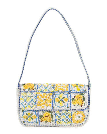 Lemon And Petals Beaded Shoulder Bag | Leather | Marshalls