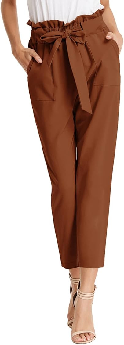 Cropped Paper Bag Waist Pants | Amazon (US)