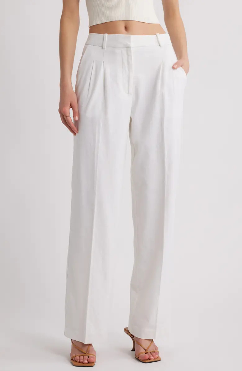 Open Edit Everday Pleated Straight Leg Pants | Nordstrom | Nordstrom