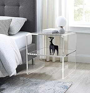 ONELUX Acrylic Bedside nightstand with Additional Shelf,Lucite Occasional Sofa Tables (Clear1626) | Amazon (US)