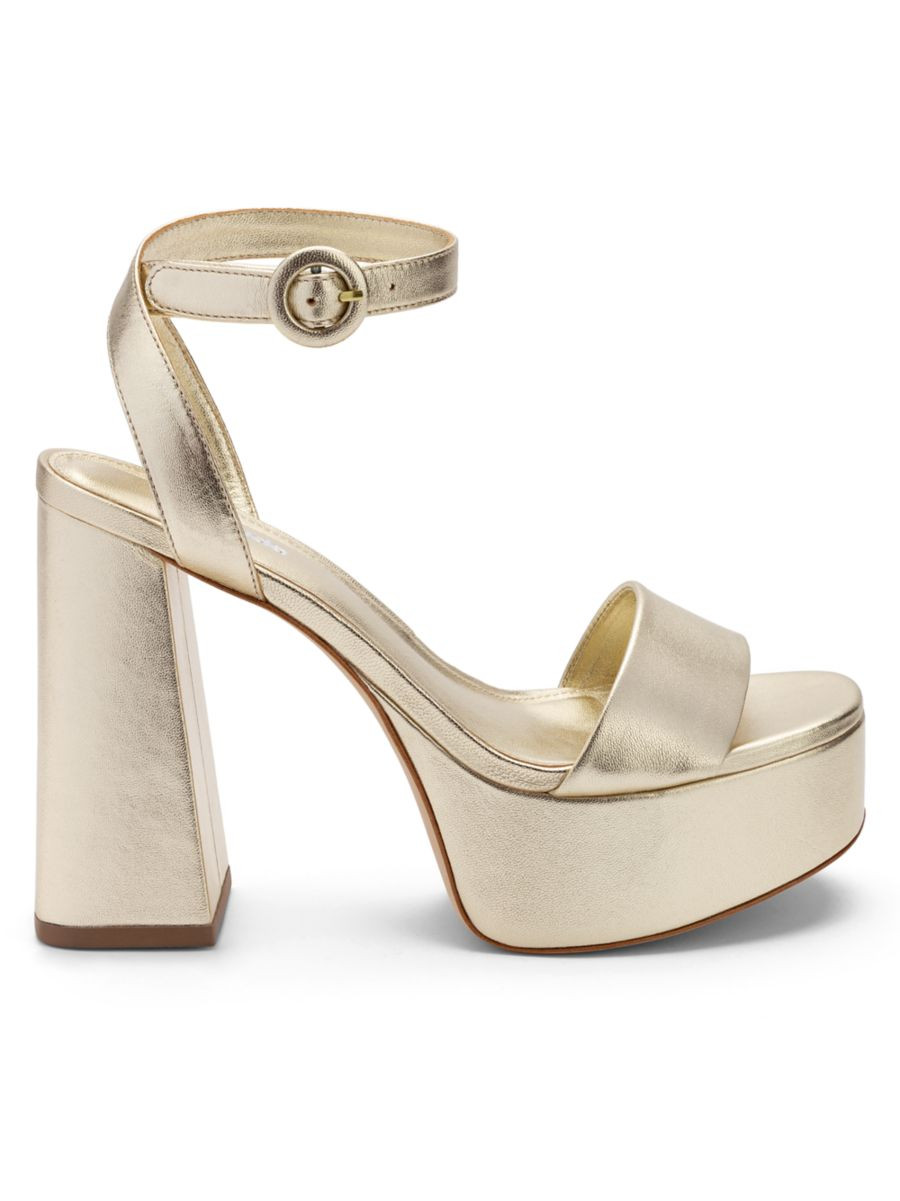 Dolly 115MM Metallic Leather Platform Sandals | Saks Fifth Avenue