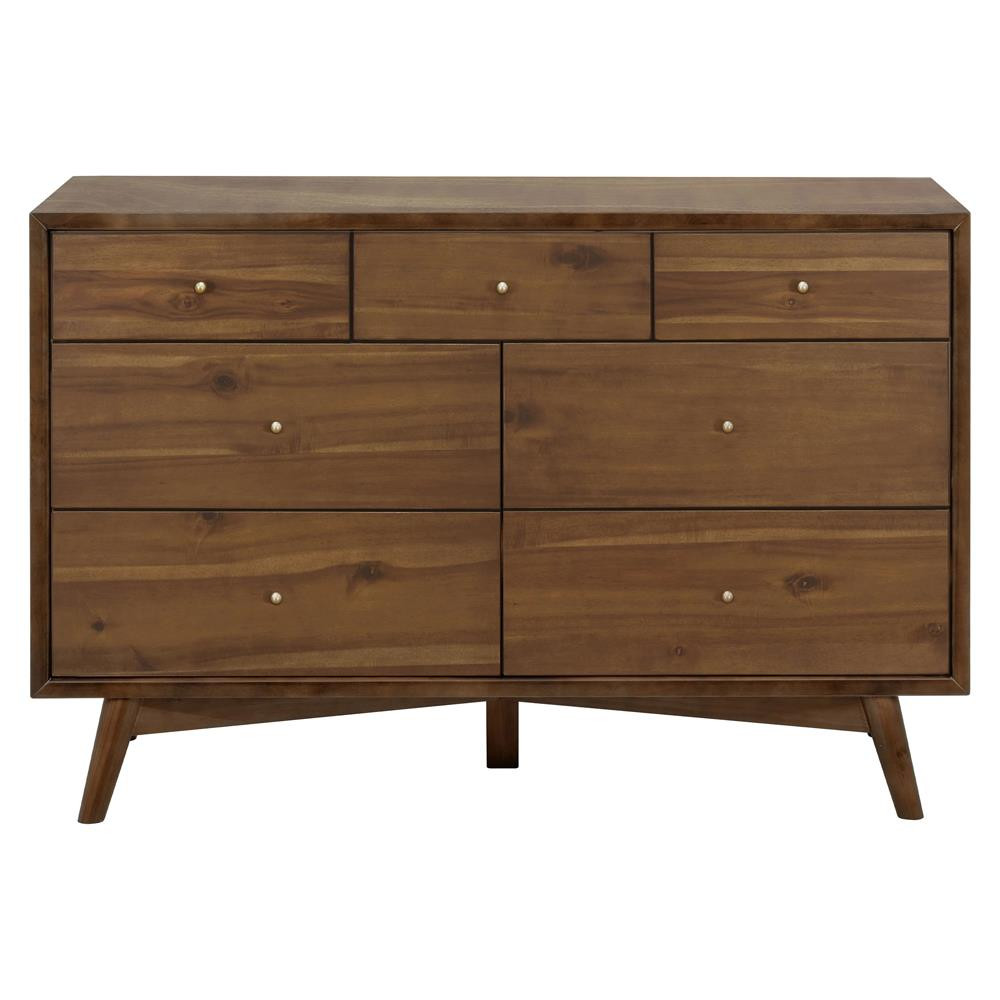 Babyletto Palma Mid Century Modern Walnut Pine Wood 7 Drawer Assembled Double Dresser | Kathy Kuo Home