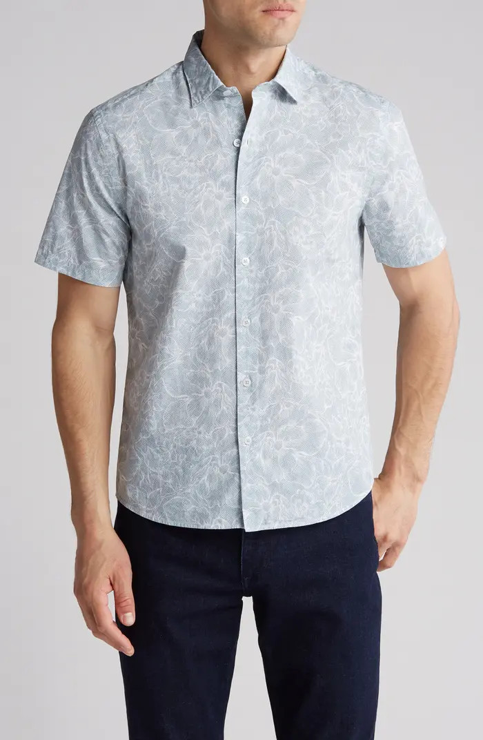 Robert Barakett Faraday Floral Short Sleeve Button-Up Shirt | Nordstrom | Nordstrom