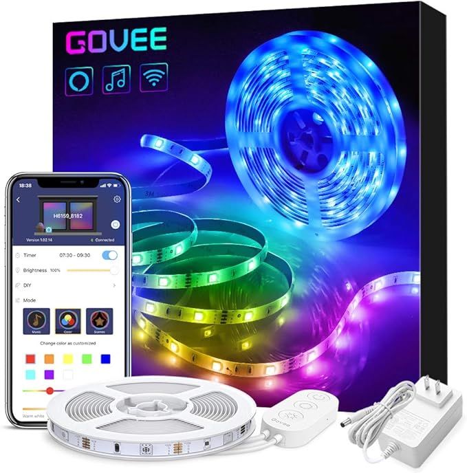 Govee Smart WiFi LED Strip Lights Works with Alexa, Google Home Brighter 5050 LED, 16 Million Col... | Amazon (US)