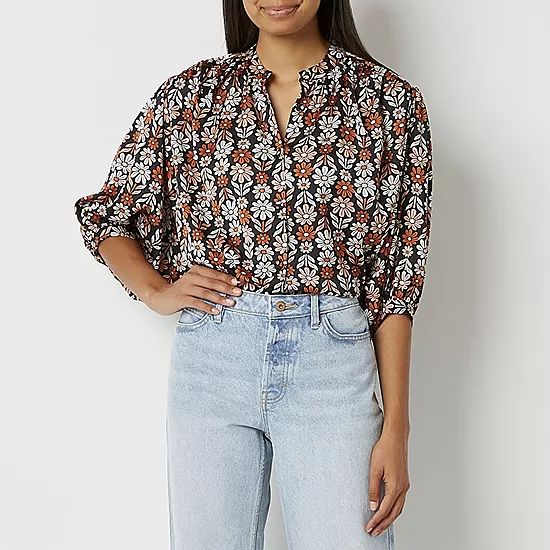 new!Ryegrass Womens Round Neck Elbow Sleeve Blouse | JCPenney