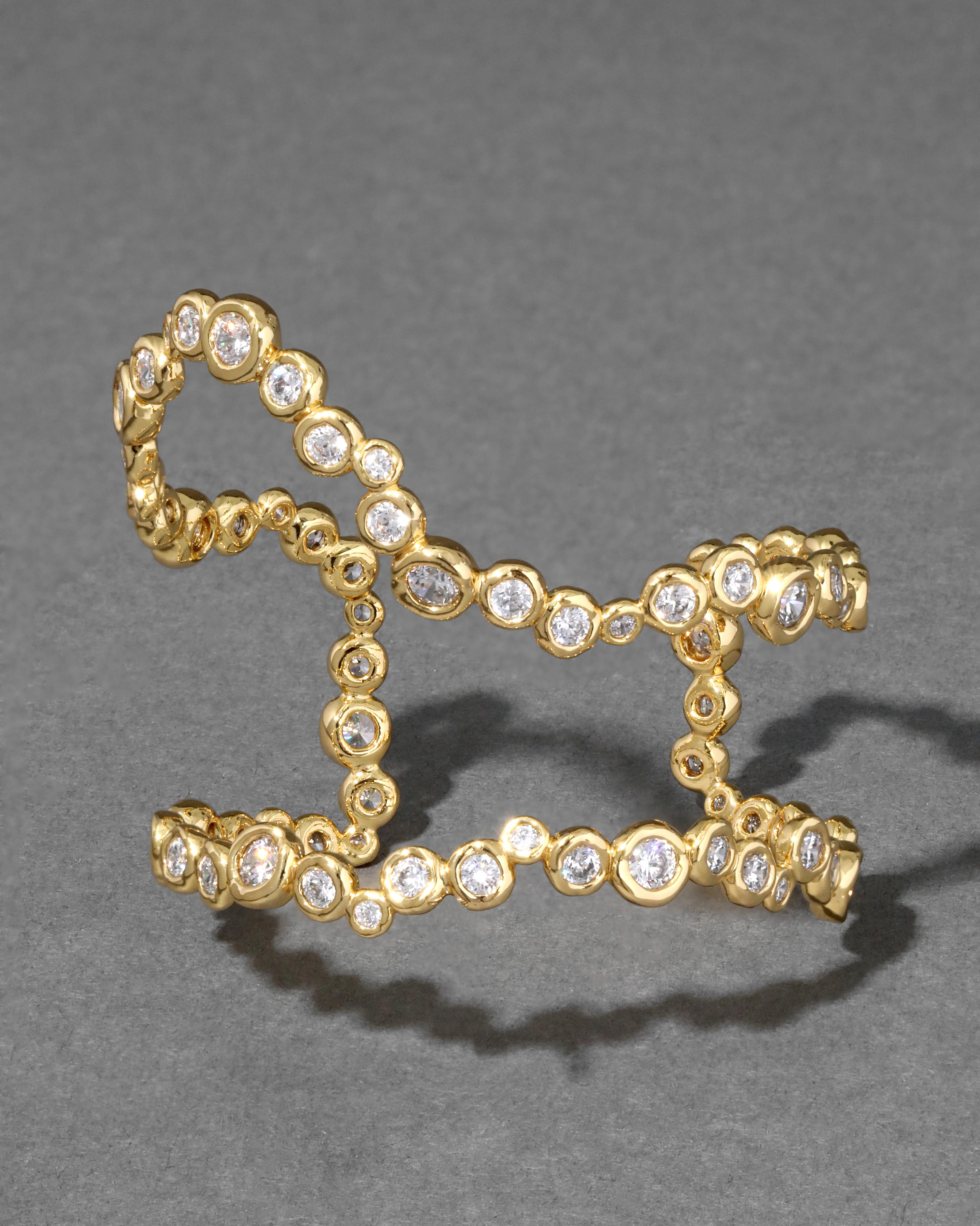 Asterales Gold Open Wave Cuff Bracelet | Gold Crystal Cuff Bracelet | Alexis Bittar