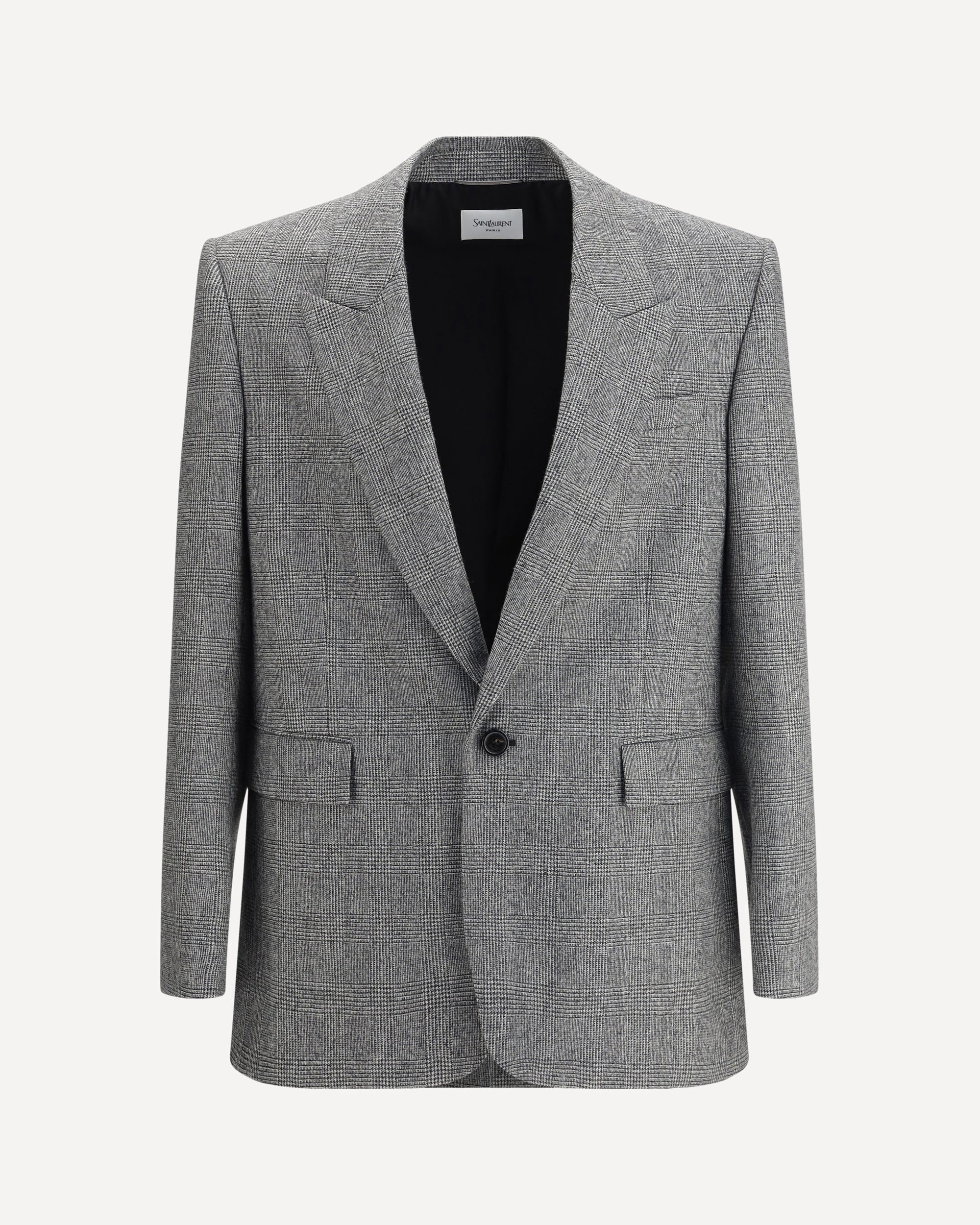 SAINT LAURENT Prince de Galles wool flannel Blazer Male 50 | Base Blu