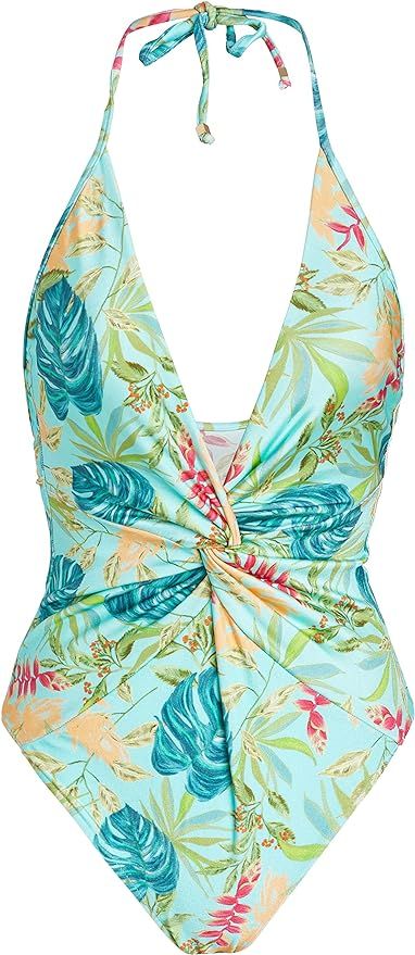 Amazon.com: Patbo, Tropicalia Plunge Halterneck Swimsuit : Luxury Stores | Amazon (US)