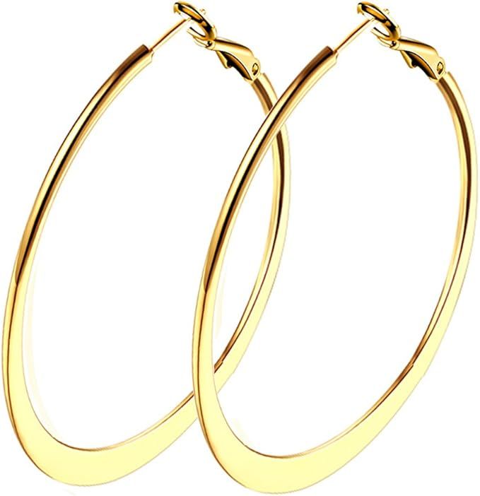 Hoop Earrings, Fashion Jewelry White Gold Rose Gold Plated Hoop Earrings for Women Gift | Amazon (US)