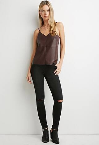 LOVE21 Women's  Black Contemporary Life in Progress Ripped Skinny Jeans | Forever 21 (US)