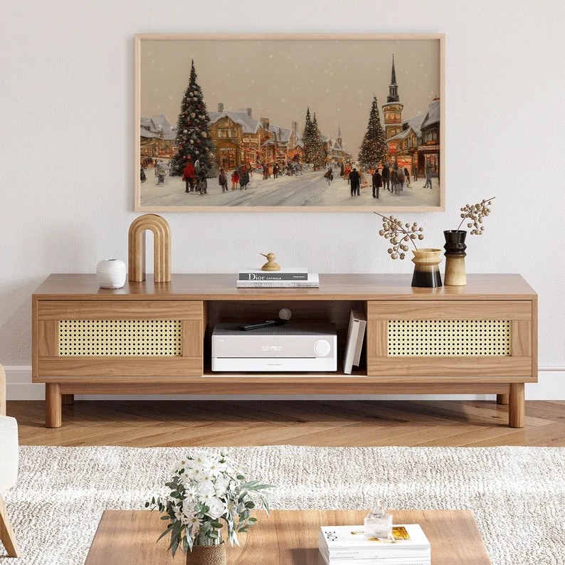 Samsung Frame TV Art Christmas Frame TV Art 4K Winter Painting TV Art Vintage Landscape Painting ... | Etsy (US)