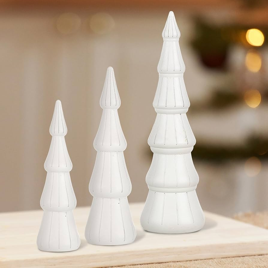 Jexine 3 Pieces Wooden Christmas Trees Christmas Trees Figurine Christmas Trees Table Decor Artif... | Amazon (US)