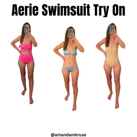 Aerie swimsuit try on.
Bikini.
One piece swimsuit. 
High cut bikini.
Strapless swimsuit.

#LTKunder50 #LTKswim #LTKsalealert