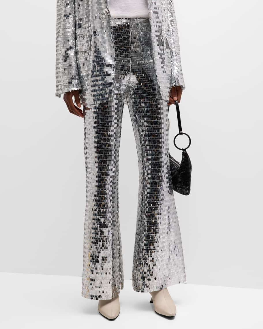 Simon Miller Robo Sequined High-Rise Wide-Leg Pants | Neiman Marcus