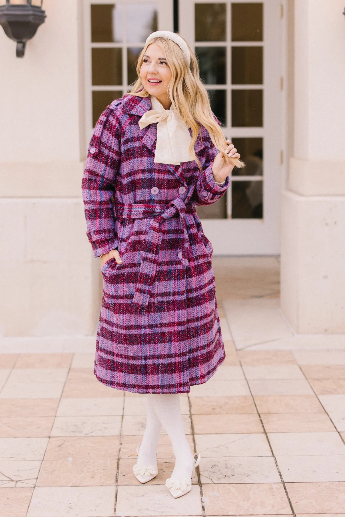 Holly Plaid Coat in Violet - FINAL SALE | Ivy City Co
