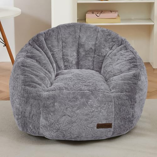 MAXYOYO Bean Bag Chair for Kids, Shell Shaped Bean Bag Couch for Boys and Girls, Toddler Chair Bean Bag Sofa for Playroom, Nursery Room, Dark Grey | Amazon (US)