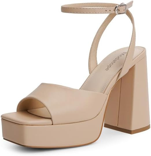 Modatope Platform Heels for Women Platform Sandals Womens Chunky Heel Open Toe Pumps Ankle Strap ... | Amazon (US)