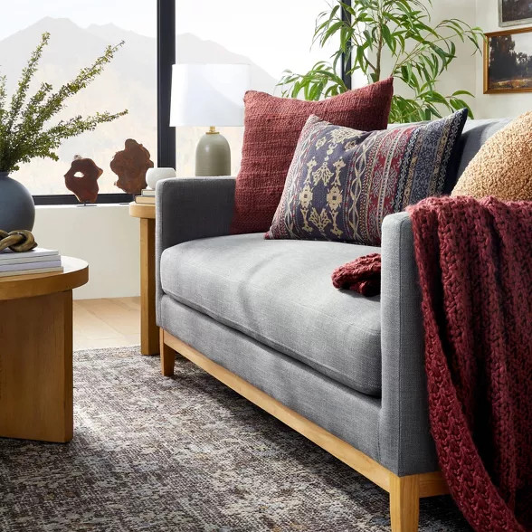 Oversized Woven Pattern Lumbar Throw Pillow Blue/Burgundy - Threshold™ designed with Studio McG... | Target