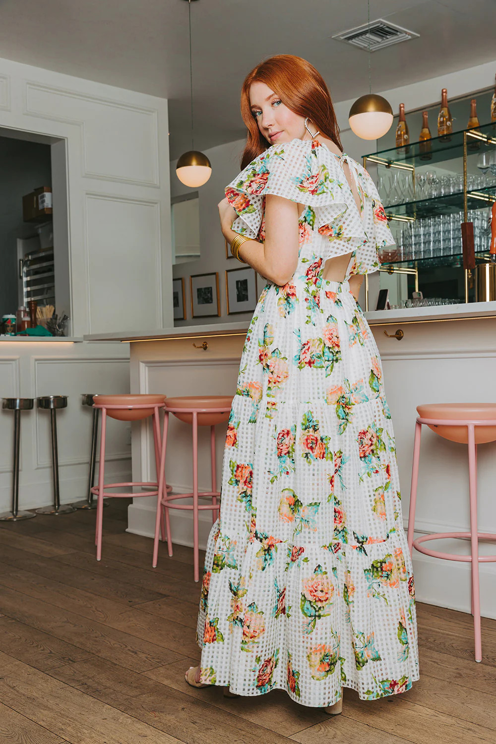 BuddyLove | Cece Flutter Sleeve Maxi Dress | Scottish Rose | BuddyLove