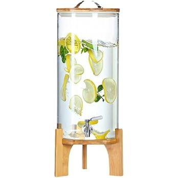 Glass Drink Dispenser, 2.9 gallons, With faucet wood stand Easy flow control, great for parties, ... | Amazon (US)