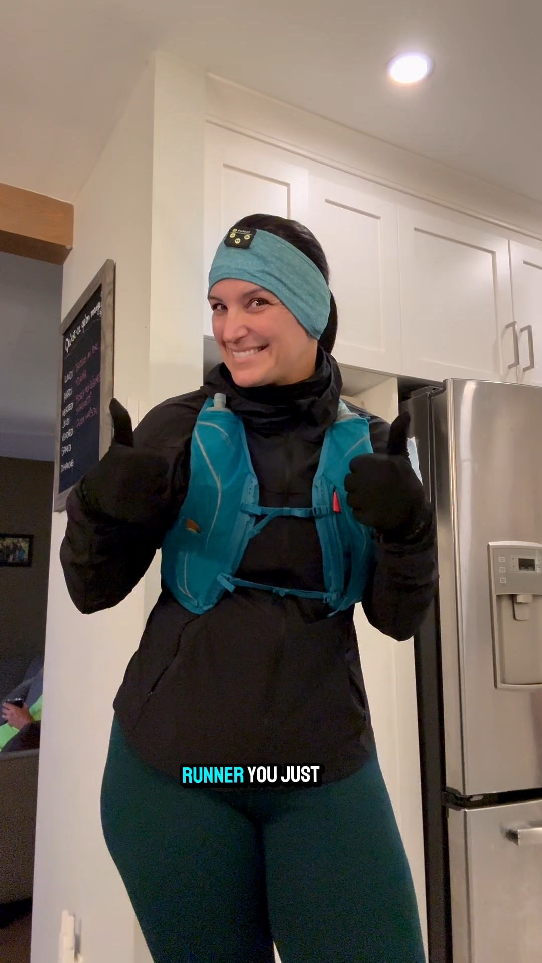 GRWM Winter half marathon  ❄️🏃‍♀️
Layers on, electrolytes in, bagel demolished.
High-rise leggings that don’t roll down (bless), merino everything, hydration vest packed with gels + Kleenex… because my nose has zero chill in the cold 😅
Showing up, staying warm, and running my race — curvy-runner style. 💙
Let’s go. ❄️✨

#LTKplussize #LTKcurves #LTKfitness
