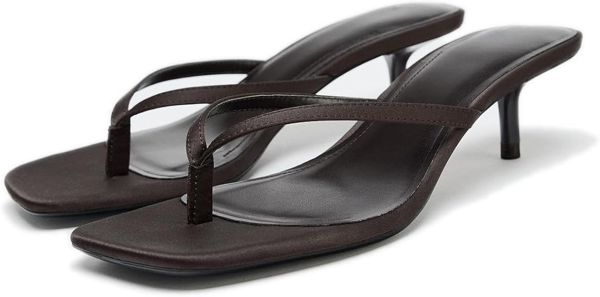 Women's Miami Kitten Heels Sandals Square Open Toe Thong Sandal Flip Flop Heels +Memory Foam Heel... | Amazon (US)