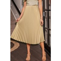 Light Brown Pleated Satin Midi Skirt | Cupshe NL BE