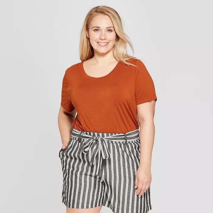 Women's Plus Size Short Sleeve Scoop Neck Relaxed T-Shirt - Ava & Viv™ | Target
