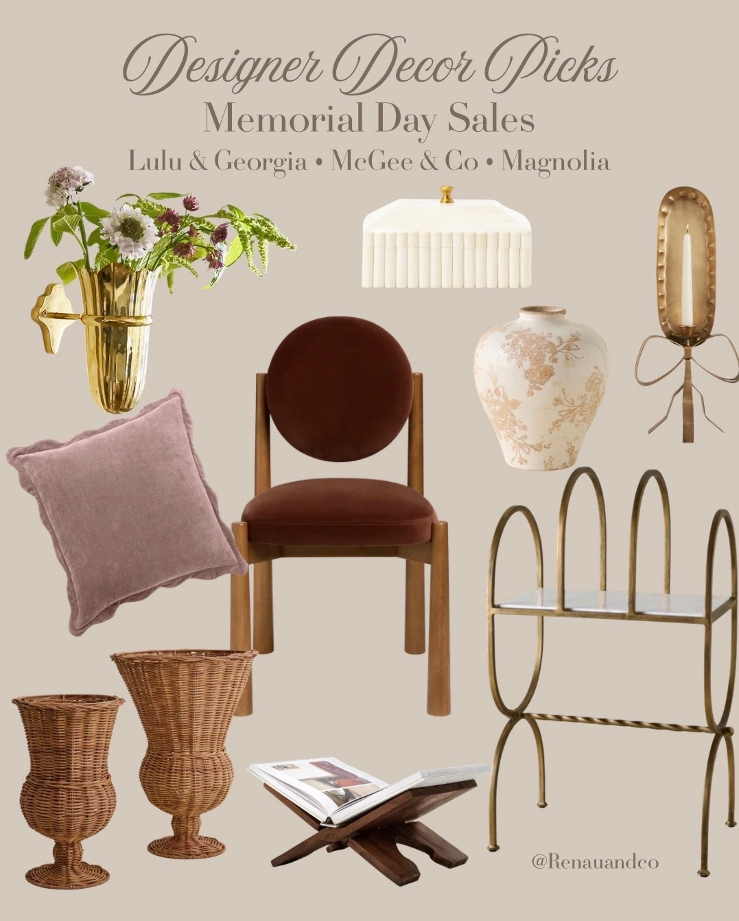 Designer decor finds on sale for Memorial Day 🤍

Sharing elevated home decor pieces I’m loving from Lulu & Georgia, McGee & Co, and Magnolia — warm wood tones, vintage-inspired accents, brass decor, woven textures, and timeless neutral pieces that make a home feel curated and cozy.

Luxury-look home decor | designer decor finds | neutral home styling | warm neutral decor | vintage inspired decor | brass home accents | woven decor | designer-inspired furniture | elevated home finds | cozy home aesthetic | McGee & Co decor | Lulu and Georgia sale | Magnolia home decor | timeless home styling | collected home aesthetic | interior design | home decor | furniture finds | styling ideas

#LTKHome #LTKSeasonal #LTKSaleAlert