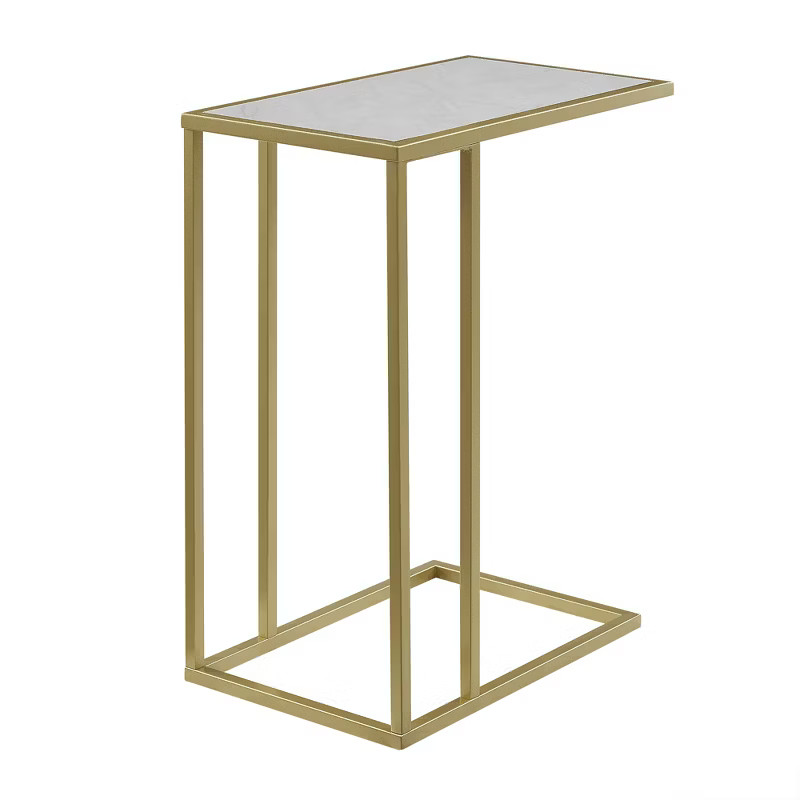 23" Modern Rectangle Two-Tone C Side Table with Metal Base - Saracina Home | Target