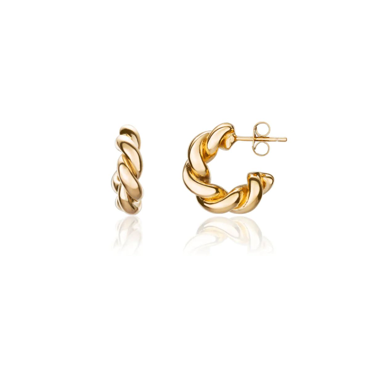 Twisted Huggie Hoop Earrings (Gold) | Abbott Lyon