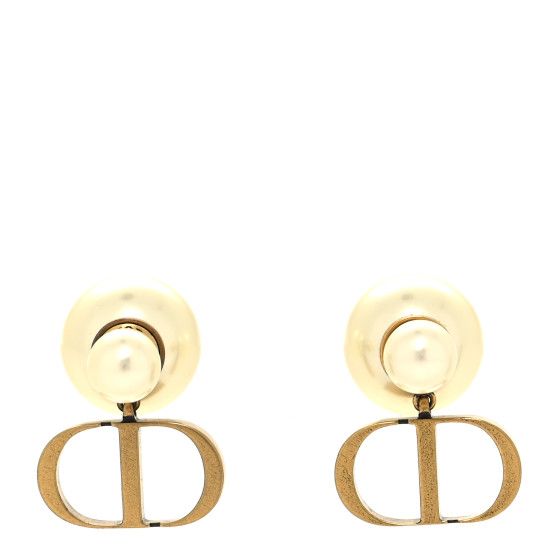 Pearl Logo Earrings Gold | FASHIONPHILE (US)