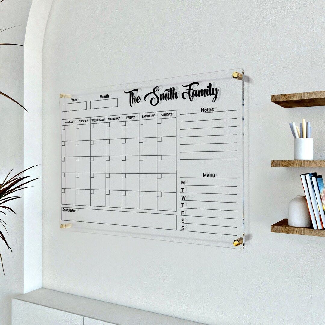 Acrylic Dry Erase Board, Large Acrylic Wall Calendar, Monthly & Weekly Calendar, Home - Office De... | Etsy (US)