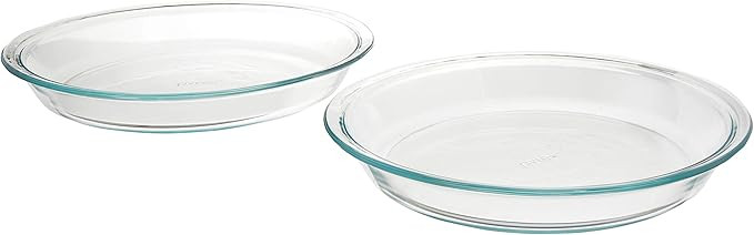 Pyrex 6001003 Glass Bakeware Pie Plate 9" x 1.2" Pack of 2, 5.2, Clear | Amazon (US)
