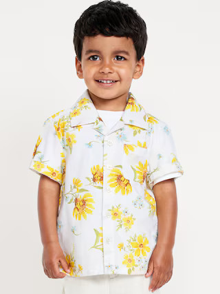 Printed Short-Sleeve Linen-Blend Shirt for Toddler Boys | Old Navy (US)