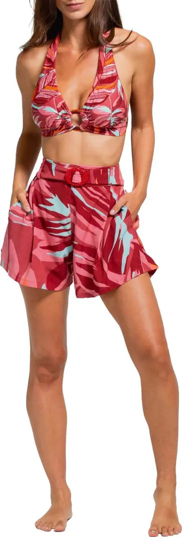 Tropical Print Belted Cover-Up Shorts | Nordstrom