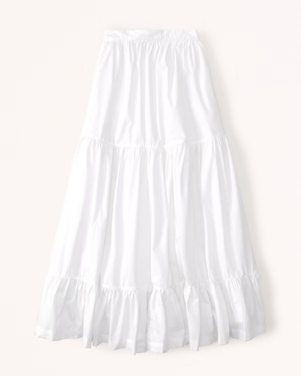 Women's Resort Tiered Poplin Maxi Skirt | Women's The A&F Getaway Shop | Abercrombie.com | Abercrombie & Fitch (US)