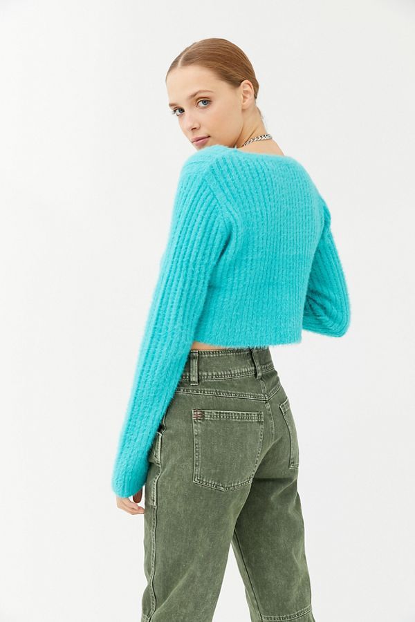 UO Rochelle Fuzzy Cropped Cardigan | Urban Outfitters (US and RoW)