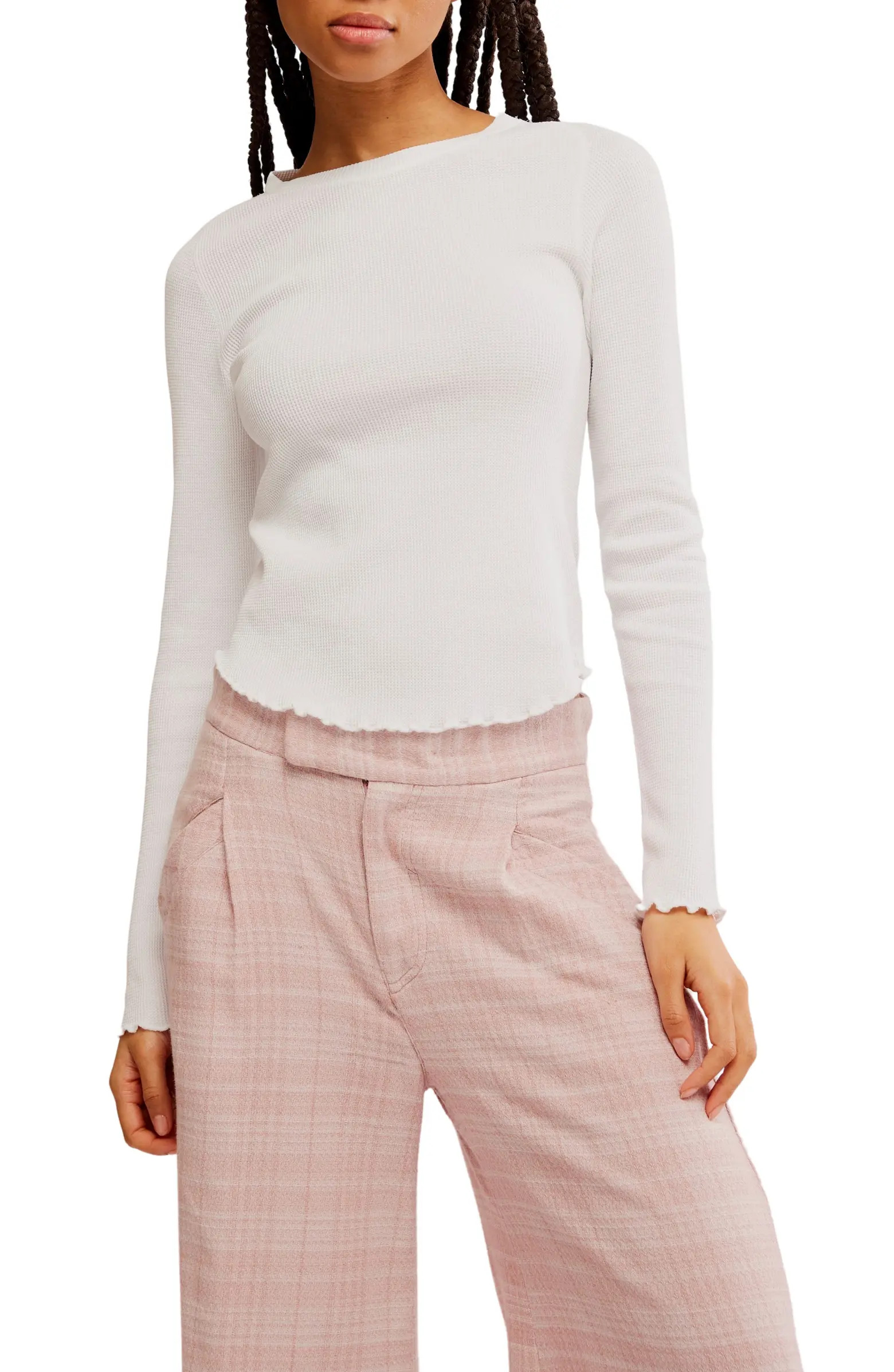 Easy Does It Long Sleeve Waffle Knit Cotton T-Shirt | Nordstrom