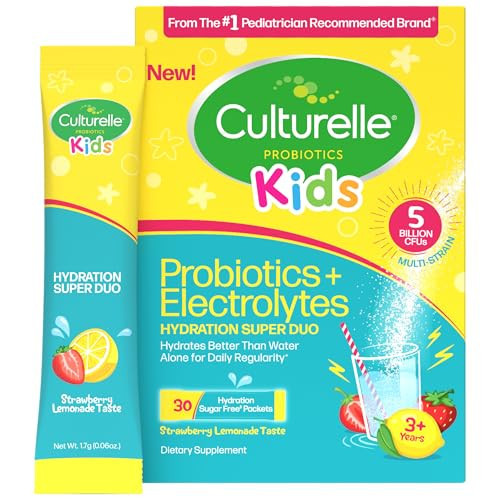 Culturelle Kids Probiotics + Electrolytes, Strawberry Lemonade, 30 Packets | Amazon (US)