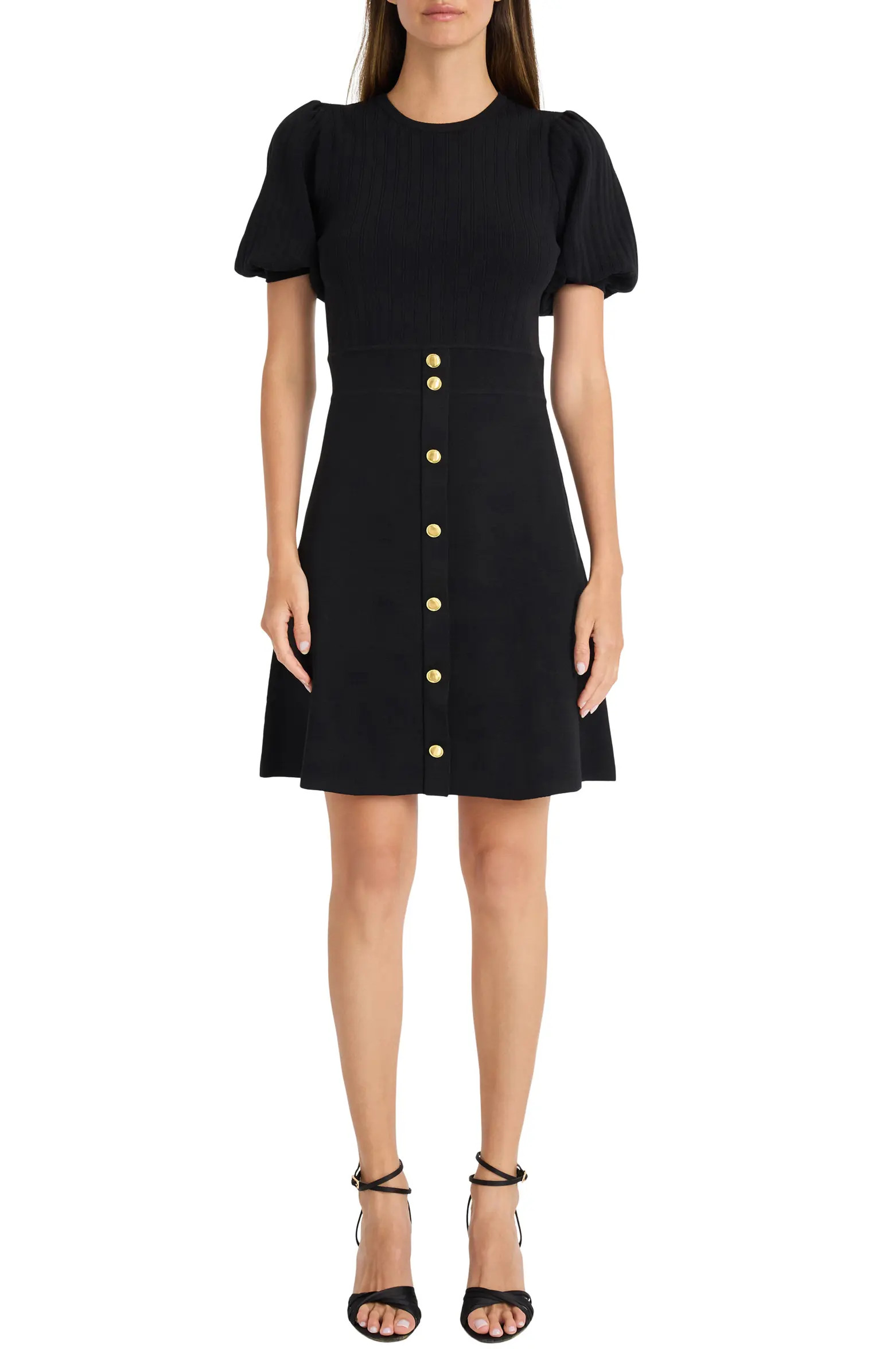 Maggy London Button Puff Sleeve Sweater Dress | Nordstrom | Nordstrom