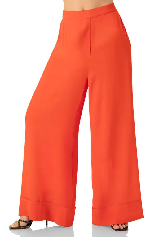 IVONNE Light Weight Wide-Leg Straight Pants in Orange at Nordstrom, Size 14 | Nordstrom