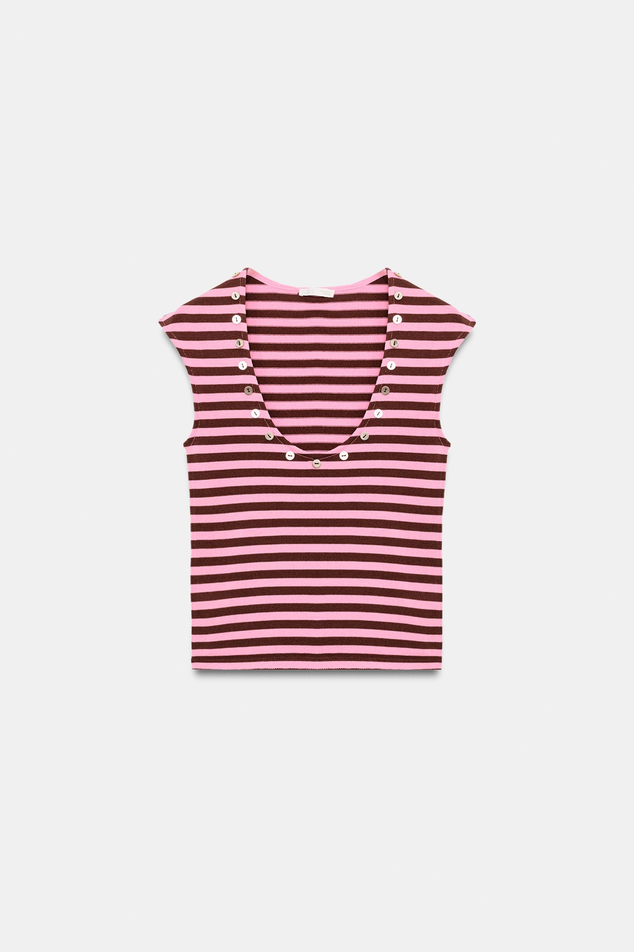 STRIPED BUTTON TOP | Zara US