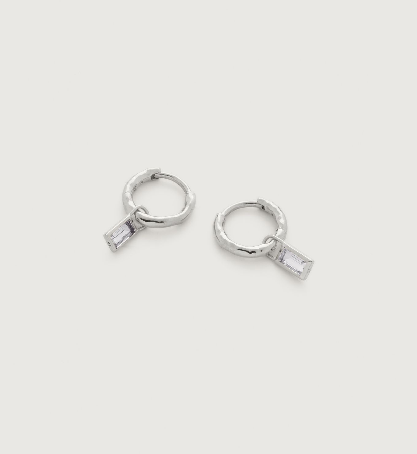 Siren Muse Rock Crystal Baguette Charm Mini Huggie Earrings | Monica Vinader (Global)