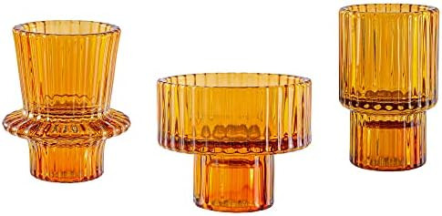 Lysenn Amber Glass Candle Holders for Pillar Candles, Taper Candles, Tealight Candles - Premium M... | Amazon (US)